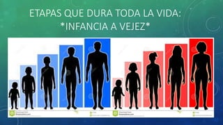ETAPAS QUE DURA TODA LA VIDA:
*INFANCIA A VEJEZ*
 