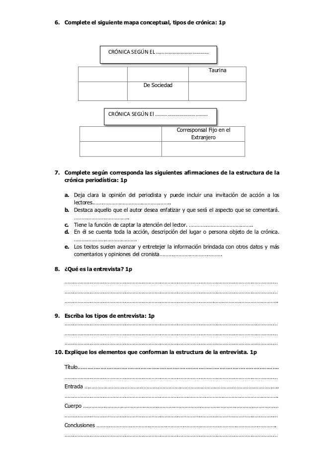 Taller sobrecronicayentrevista octavo año