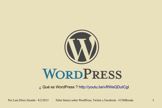 ¿ Qué es WordPress ? http://youtu.be/vRWeQDutCgI


Por Luis Pérez Alcaide - 8/2/2012   Taller básico sobre WordPress, Twit...