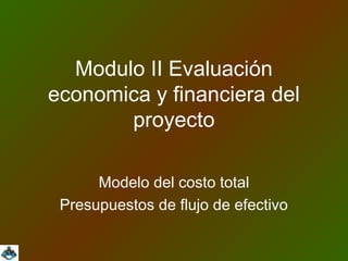 Modulo II Evaluación
economica y financiera del
       proyecto

      Modelo del costo total
 Presupuestos de flujo de efectivo
 