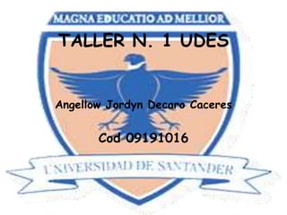TALLER N. 1 UDES
Angellow Jordyn Decaro Caceres
Cod 09191016
 