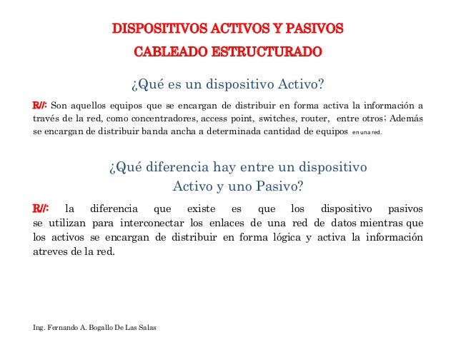 Dispositivos Activos y Pasivos Cableado Estructurado