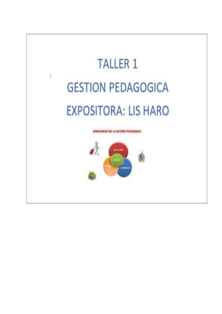 Taller 1:Dimensiones de la gestion pedagogica