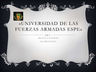 «UNIVERSIDAD DE LAS
FUERZAS ARMADAS ESPE»
ARIANNA LANDÁZURI.
ALVARO GUZMÁN.
 
