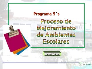 Programa 5´s -Programa 5´s - Proceso de Mejoramiento de Ambientes EscolaresProceso de Mejoramiento de Ambientes Escolares
Programa 5´sPrograma 5´s
HISTORIA
 