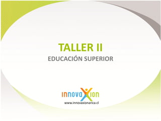 TALLER II
EDUCACIÓN SUPERIOR




    www.innovaxionarica.cl
 