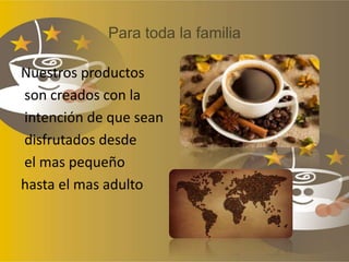 Para toda la familia
Nuestros productos
son creados con la
intención de que sean
disfrutados desde
el mas pequeño
hasta el mas adulto