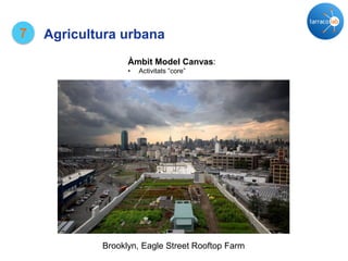 7 Agricultura urbana
Brooklyn, Eagle Street Rooftop Farm
Àmbit Model Canvas:
• Activitats “core”
 