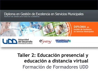 Taller 2: Educación presencial y educación a distancia virtual  Formación de Formadores UDD 