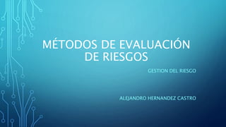 MÉTODOS DE EVALUACIÓN
DE RIESGOS
GESTION DEL RIESGO
ALEJANDRO HERNANDEZ CASTRO
 