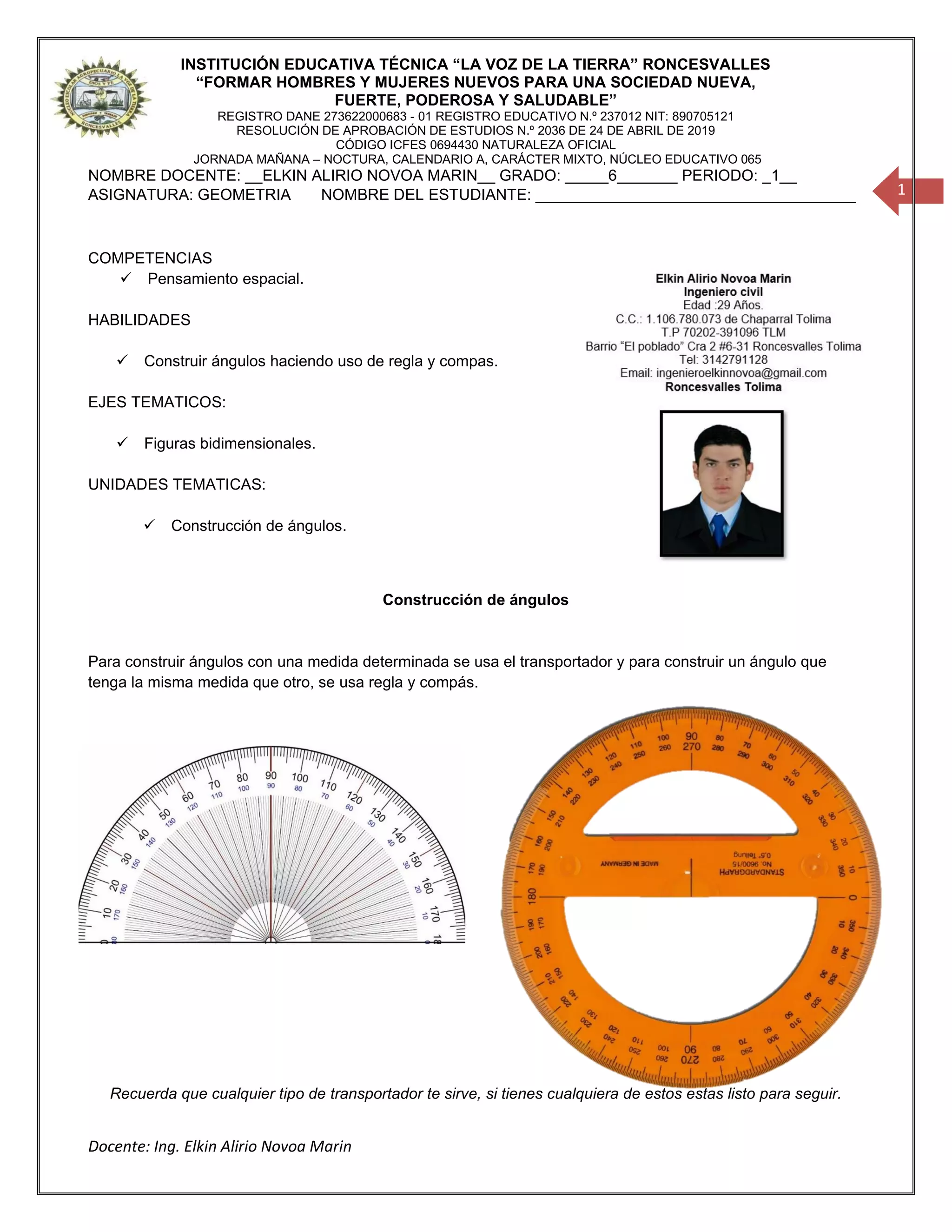 Taller 4 - Construcción de ángulos. | PDF