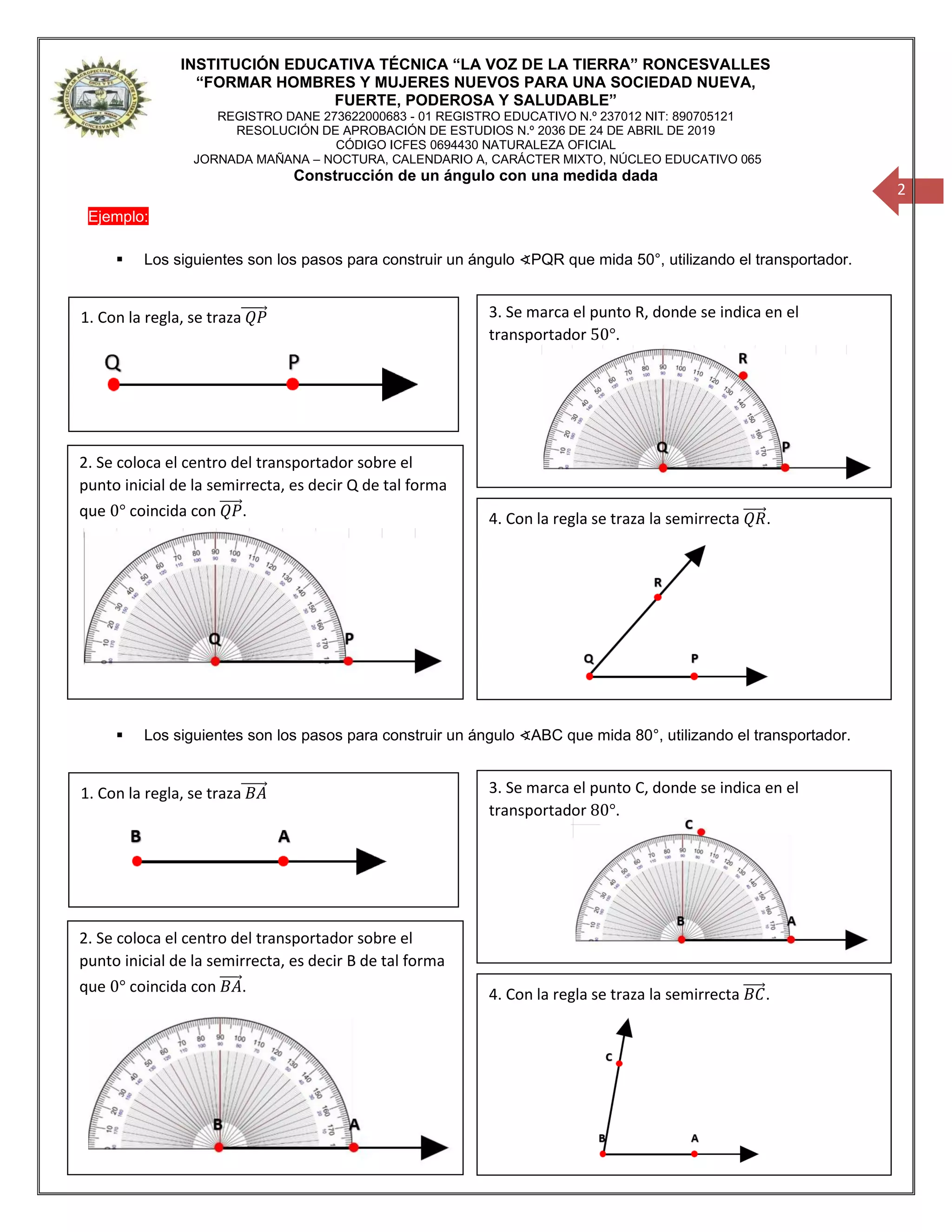 Taller 4 - Construcción de ángulos. | PDF
