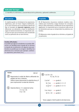 Taller 4 Taller expresiones algebraicas grado 8 | PDF