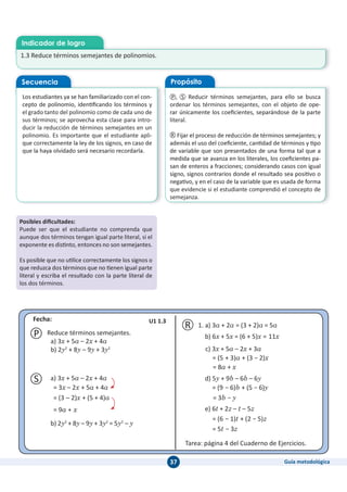 Taller 4 Taller expresiones algebraicas grado 8 | PDF