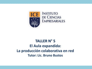 TALLER N° 5
El Aula expandida:
La producción colaborativa en red
Tutor: Lic. Bruno Bustos
 