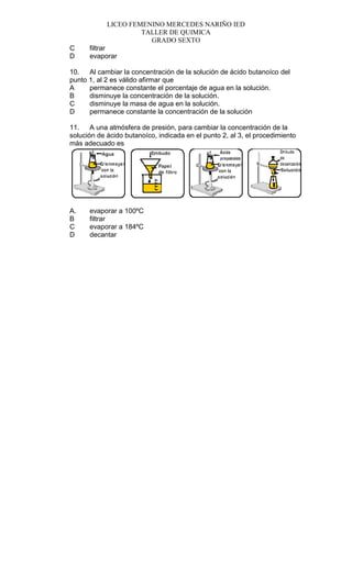 Taller 6º métodos de separación