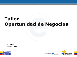 Taller Oportunidad de Negocios Ecuador Junio 2011. 
