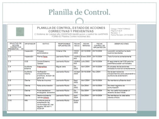 Planilla de Control.
 