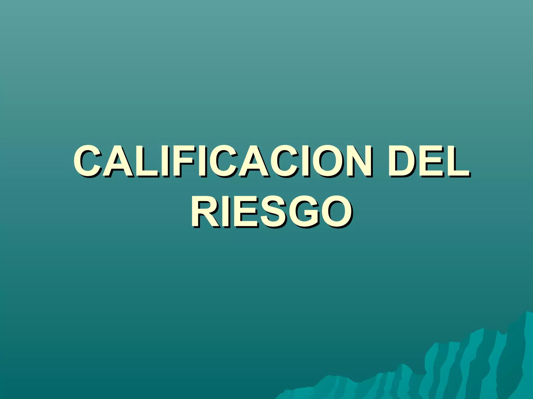 CALIFICACION DEL
     RIESGO
 