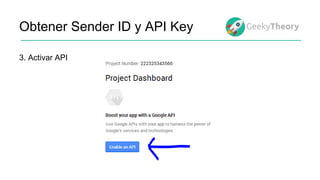 Obtener Sender ID y API Key
3. Activar API
 