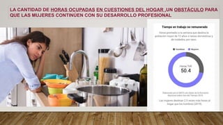 LA CANTIDAD DE HORAS OCUPADAS EN CUESTIONES DEL HOGAR ,UN OBSTÁCULO PARA
QUE LAS MUJERES CONTINÚEN CON SU DESARROLLO PROFESIONAL
 