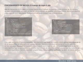 Café con Bacula / OSLUGR / canonigos / 28.01.2015
FUNCIONAMIENTO DE BACULA: El trabajo de copia ó Job
Bacula denomina como...