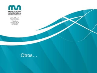 Análisis de datos: RHadoop
• R: Software estadístico muy extendido
• RHadoop:
– ravro: lee/escribe ficheros en formato Avro
– rmr: funcionalidad MapReduce en R
– rhdfs: funciones de gestión de ficheros en
HDFS
– rhbase: gestión de base de datos HBase
desde R.
 