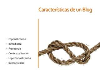                                     Características de un BlogEspecialización