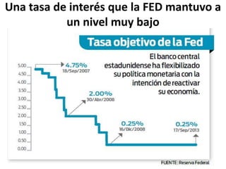 Una tasa de interés que la FED mantuvo a
un nivel muy bajo
 