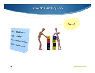 Práctica en Equipo



                          ¿Cómo?




23                             javiergs@acm.org
 