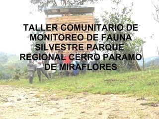 TALLER COMUNITARIO DE MONITOREO DE FAUNA SILVESTRE PARQUE  REGIONAL CERRO PARAMO DE MIRAFLORES 