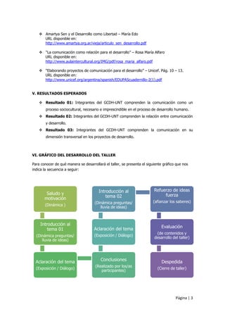 Perfil de Taller de Comunicación para el Desarrollo | PDF