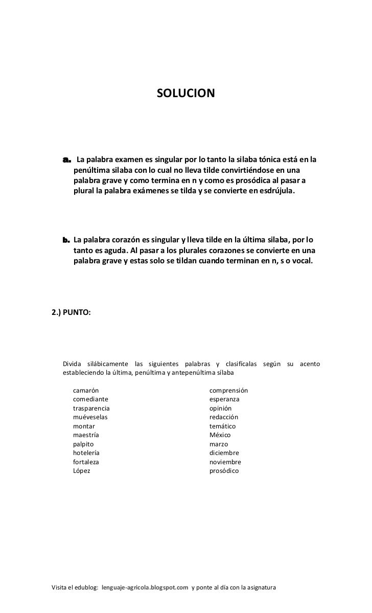 Taller de acento ortografico