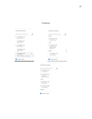 20
Evidencias:
 