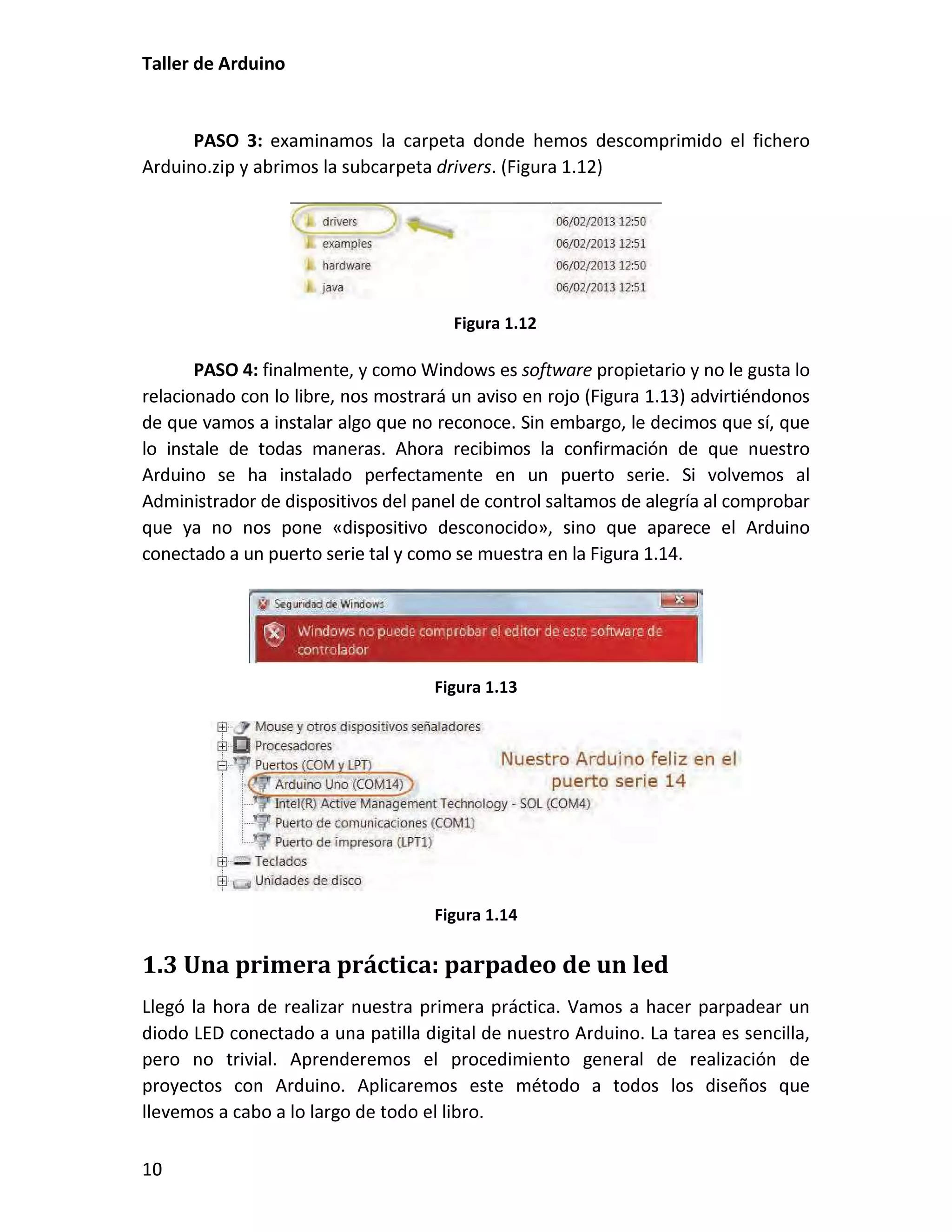 1.3 Una primera práctica: parpadeo de un led
 