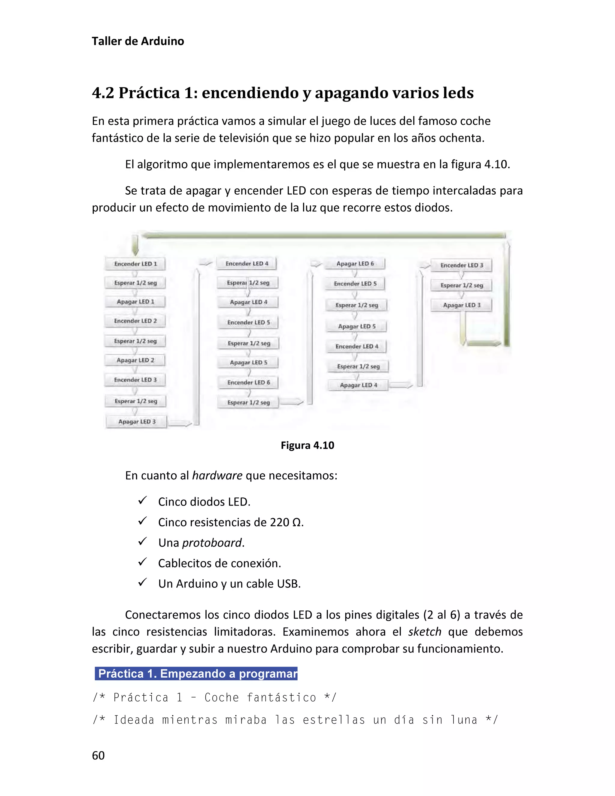 4.2 Práctica 1: encendiendo y apagando varios leds
 