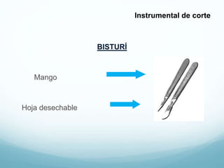 BISTURÍ
Mango
Hoja desechable
Instrumental de corte
 