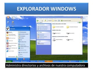 EXPLORADOR WINDOWSAdministra directorios y archivos de nuestra computadora