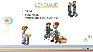 Click here to download this powerpoint template : Circle Spring Flowers Powerpoint Template
For more templates : Powerpoint Backgrounds
Others ressources :
Download Abstract and Textures Powerpoint Background
Nature Powerpoint Template Backgrounds
Flower Powerpoint Slide Backgrounds
Blankboard Templates for Powerpoint
Page 10
LENGUAJE
• TIPOS
• FUNCIONES
• VARIACIONES DE LA LENGUA
 
