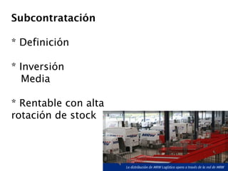 Subcontratación * Definición * Inversión Media * Rentable con alta rotación de stock 