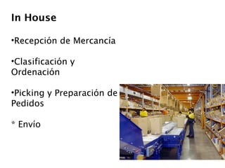 In House Recepción de Mercancía Clasificación y Ordenación Picking y Preparación de Pedidos * Envío 