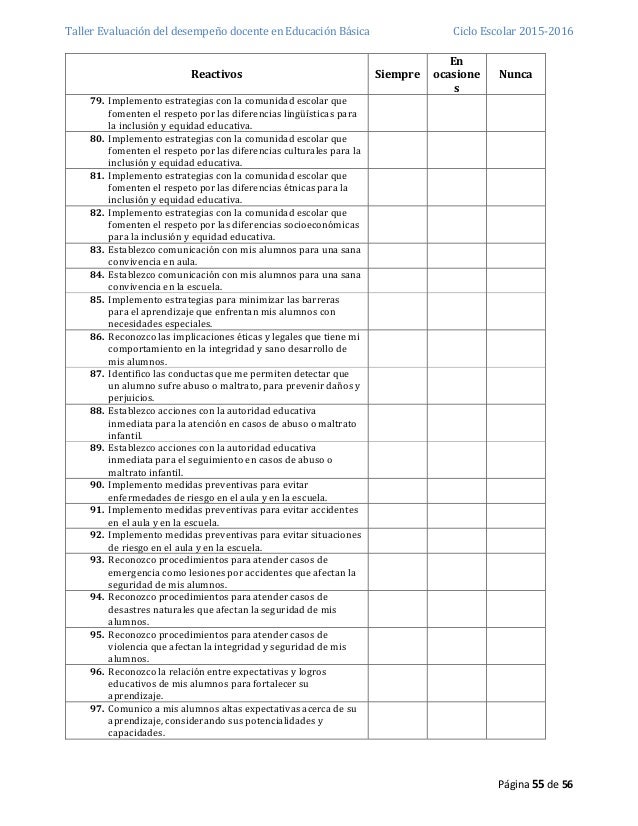 Taller de evaluación del desempeño profesional docente Taller de evaluación del desempeño profesional docente