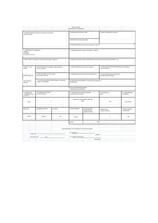 BILL OF LADING
CONOCIMIENTO DE EMBARQUE
1 2 PALLETS CONTENIENDO 20 CAJAS
1.SHIPPER/ EXPORTER (complete name address) Embarcador:
coldermarsia ltda
3. BOOKING No(reservaNo): 12345
3(b) DATE(fecha):18de julio de 2010
4.EXPORT REFERENCE ( referenciasde exportacion): OC017
3 (a) BILL OF LADING No.arg 12345
5. CONSIGNEEDTO(consignadoa):
coldermar
tel:2456738
dir:carrera 13 no 42-19
6. FORWARDING AGENT( agente embacador): coldermar
7.NOTIFY PARTY( notifiquese a):maquinasde industriales argentinas 8.DOMESTIC ROUTING/ EXPORTINSTRUTIONS( rutadomestica/instruccionesde exportacion): cali
9.VESSEL ( nave):
FHY245
VOYAGE(viaje):V7
FLAG ( bandera):
argentina
10. PLACEOF RECEIPT BY CARRIER ( carga recibida en):
Puerto - argentina
13. PORT OF LADING ( puertodecarga):
PuertoVallarte- Mexico
17. PLACEOF DELIVERY BY CARRIER(lurgar de entregade la
carga):CALI-COLOMBIA
11. REALY POINT(puerto de conexion):Ninguno
14. LOADINGPIER terminal / muelle:terminal BQA. 51
12. POINTANDCOUNTRYOF ORIGIN(lugary pais de origen):
Puerto- argentina
15. TYPE OF MOVE(tipo de movimiento):
MECANICOMONTACARGAS
18. ORIGINALSTO BE RELEASED AT (orinalespara entregarse en):
BUENOSAIRES
PARTICULARS FURNISHEDBYSHIPPER
contenidosegunelembarcador
19. MARKS AND
NUMBERS(marcas y
numeros)
20. NUMBERSOFPACKAGES
(numerode bultos)
21. DESCRIPTION OFPACKEGESANDGOOD
(descripcionde mercancias)
22. WEIGH(libras /
kilos)
23. MEASUREMENTS
( maedidas)
RATEtarifa CHARGEABLE WEIGHT RETED AS FREIGHTCHARGES TO BE PREPAIDIN
USDOLLARS- pre
pagadoendolares
COLLECTIN US
acobrar endolares
OREIGN CURRENCY
monedalocal
TOTAL
IN WITNESSWHERE OF THE CARRIERBY ITS AGENTHASSIGNED
SIGNATURE
BY: coldermar
CARRIER
DECLAREDVALUE: nvd BY: argentina-buenosaires
FORSHIPPER
001/17
maquinacon unpesototal de 1056, kilos
brutas.
3076 1.00x1.20x0,75
80USD 0.30 ton 0.30usd0.30
3
0.027
X USD
 