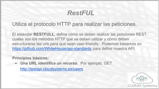 1) Realizar un documento funcional
2) Realizar el diseño de la API
3) Realizar una implementación fake
4) Implementar la API
5) Validar la API
6) Generar documentación para developers
7) Generar casos de prueba (códigos de ejemplo)
8) Generar los SDks
Pasos
Definición de Apis
 
