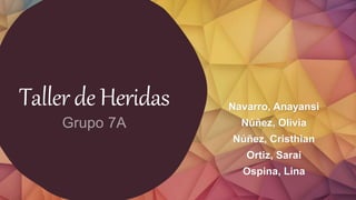 TallerdeHeridas Navarro, Anayansi
Núñez, Olivia
Núñez, Cristhian
Ortiz, Sarai
Ospina, Lina
 