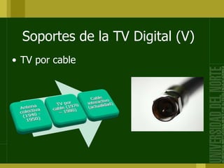 Soportes de la TV Digital (V)
• TV por cable
 