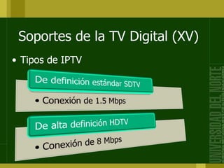 Soportes de la TV Digital (XV)
• Tipos de IPTV
 