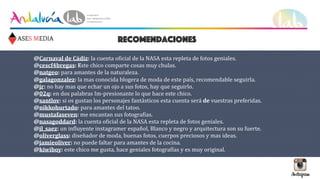 recomendaciones
@Carnaval	
  de	
  Cádiz:	
  la	
  cuenta	
  o>icial	
  de	
  la	
  NASA	
  esta	
  repleta	
  de	
  fotos...