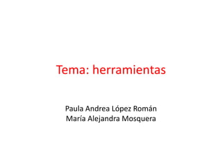 Tema: herramientas
Paula Andrea López Román
María Alejandra Mosquera
 