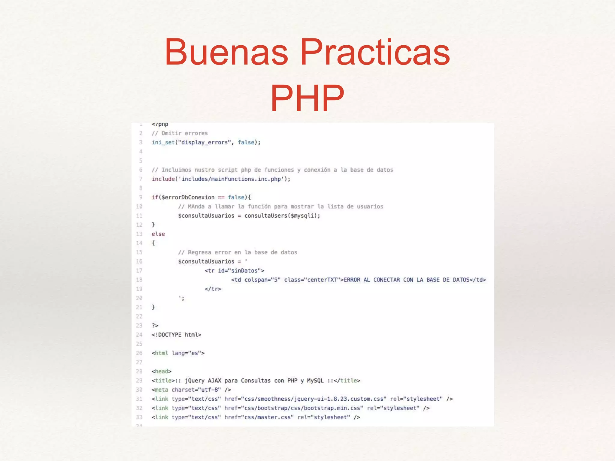 Buenas Practicas
PHP
 